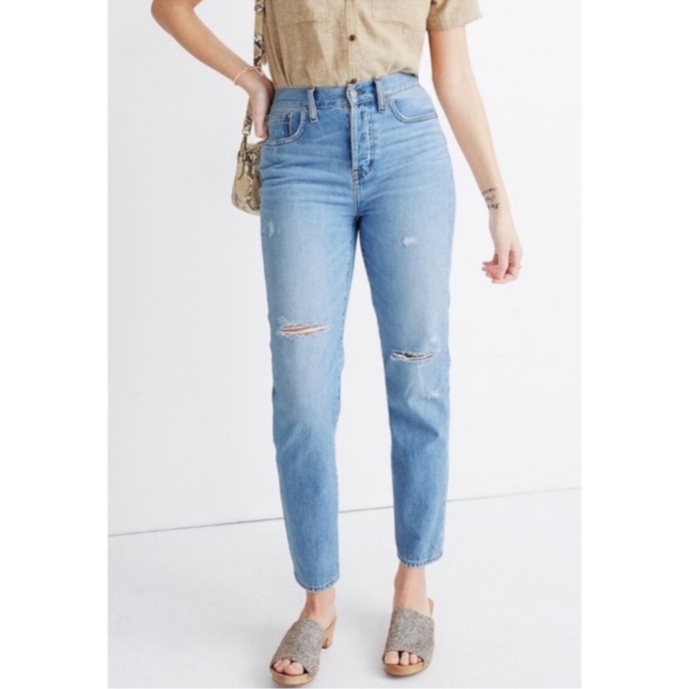 MADEWELL The Perfect Vintage Destructed Button Fly Crop Jeans 25